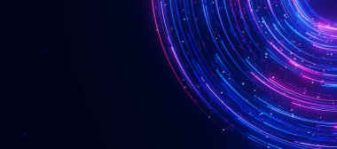 Büyük veri ışık hızı veri akışı yakın çekim. Kuantum hesaplamasının soyut dijital veri akışı. Qubit izlerinin siber uzayı. Modern teknoloji bilgi iletimi