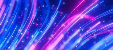 Büyük veri ışık hızı akışının kapanışı. Kuantum hesaplamasının soyut dijital veri akışı. Qubit iz dalgalarının siber uzayı. Modern teknoloji bilgi iletimi