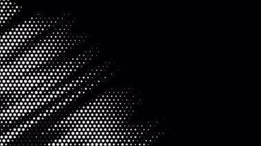 Soyut dalgalı altıgen yarım tonluk sıvı hareket arkaplanı ve sağdaki metin için yer var. Çizilmiş pop sanat dalgalı dinamik teknolojik alevler