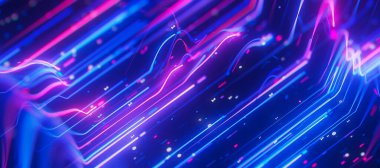 Aşırı yakın çekim Bigdata ışık hızı veri akış dalgası. Kuantum hesaplamasının soyut dijital veri akışı. Qubit izlerinin siber uzayı. Modern teknoloji bilgi iletimi