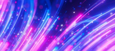 Büyük veri ışık hızı akışının kapanışı. Kuantum hesaplamasının soyut dijital veri akışı. Qubit iz dalgalarının siber uzayı. Modern teknoloji bilgi iletimi