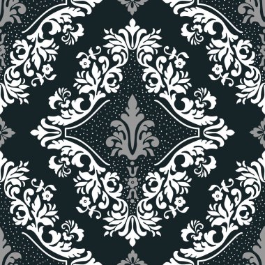 Damask modern kusursuz desen elementi. Klasik klasik İspanyol kumaşı, duvar kağıtları için pürüzsüz doku, tekstil.