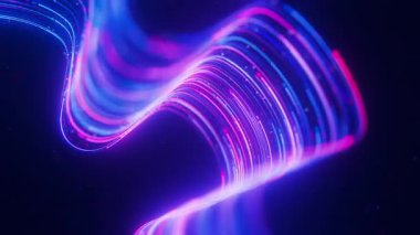 Büyük veri ışık hızı akışına yakın çekim. Kuantum hesaplamasının soyut dijital veri akışı. Qubit iz dalgalarının siber uzayı. Modern teknoloji bilgi iletimi
