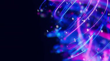 Büyük veri ışık hızı akışının sarmalla yakınlaştırılması. Kuantum hesaplamasının soyut dijital veri akışı. Sinirsel ağ sarmalının siber uzayı. Modern teknoloji bilgi iletimi