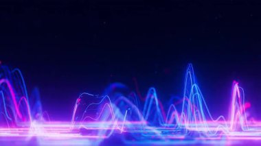 Büyük veri ışık hızı dalgalı akışının yan görüntüsü. Kuantum hesaplamasının soyut dijital veri ses akışı. Qubit iz dalgalarının siber uzayı. Modern teknoloji bilgi iletimi