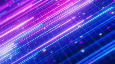 Büyük veri ışık hızı doğrudan akış yakın çekim. Kuantum hesaplamasının soyut dijital veri akışı. Qubit izlerinin siber uzayı. Modern teknoloji bilgi iletimi