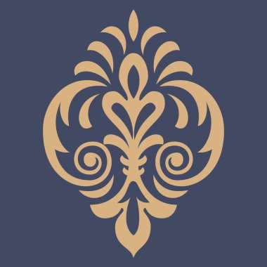 Vektör damask şablon ögesi. Çiçekli barok süs desenli tasarım. Eski Viktorya dönemi arabesk motifi