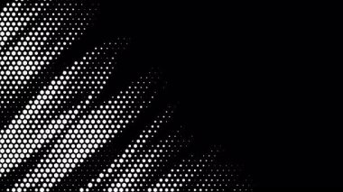 Soyut dalgalı altıgen yarım tonluk sıvı hareket arkaplanı ve sağdaki metin için yer var. Çizilmiş pop sanat dalgalı dinamik teknolojik alevler