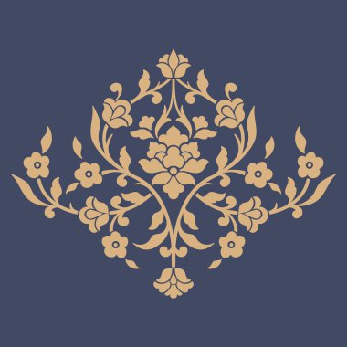 Vektör damask şablon ögesi. Çiçekli barok süs desenli tasarım. Eski Viktorya dönemi arabesk motifi