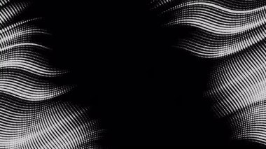 Soyut dalgalı yarım tonlu akışkan hareket arkaplanı ve ortadaki metin için yer. Çizilmiş pop sanat dalgalı dinamik noktalı alevler