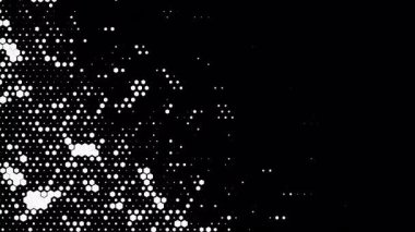 Soyut dalgalı altıgen yarım tonluk sıvı hareket arkaplanı ve sağdaki metin için yer var. Çizilmiş pop sanat dalgalı dinamik teknolojik alevler