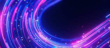 Büyük veri ışık hızı veri akışı U dönüşü yakın çekim. Kuantum hesaplamasının soyut dijital veri akışı. Qubit izlerinin siber uzayı. Modern teknoloji bilgi iletimi