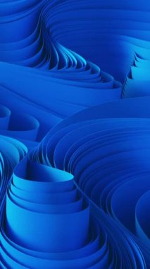 Mavi kumaş kıvrımları. Soyut kumaş büküm hareketi. 3d canlandırma canlandırması.