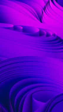 Menekşe kumaş kıvrımları. Soyut kumaş büküm hareketi. 3d canlandırma canlandırması.