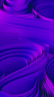 Menekşe kumaş kıvrımları. Soyut kumaş büküm hareketi. 3d canlandırma canlandırması.