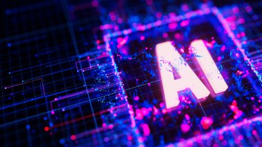 Yapay Zeka Merkezi İşlem Birimi geçmişi. Veri akışları ve mantık işlemleri olan kuantum hesaplama çekirdeği. Gelecekçi teknoloji nöral ağ qubit işlemcisi