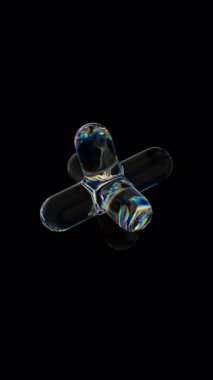 3d Şeffaf, dağılım efektli parlak haç. Gökkuşağı renkleri yansıtma camı. 3d canlandırma döngüsü oluşturulabilir.