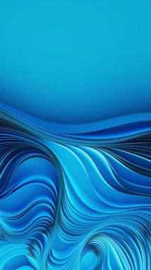 Mavi kumaş kıvrımları. Soyut kumaş büküm hareketi. 3d canlandırma canlandırması.