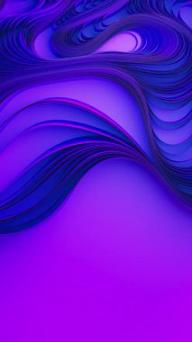 Menekşe kumaş kıvrımları. Soyut kumaş büküm hareketi. 3d canlandırma canlandırması.