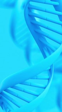 Mavi DNA çift sarmallı iplik mavi arka plan döngü animasyonunda döner. Bilim ve biyoteknoloji konsepti. 3d hazırlayıcı.