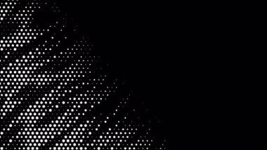 Soyut dalgalı altıgen yarım tonluk sıvı hareket arkaplanı ve sağdaki metin için yer var. Çizilmiş pop sanat dalgalı dinamik teknolojik alevler