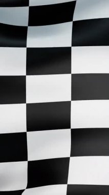 Damalı bayrak sallama, yarışma konsepti. 3d canlandırma canlandırması..