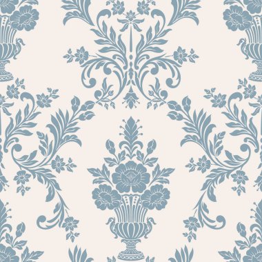 Damask modern kusursuz desen elementi. Klasik klasik İspanyol kumaşı, duvar kağıtları için pürüzsüz doku, tekstil.
