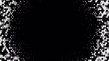 Soyut dalgalı altıgen yarım tonluk sıvı hareket arkaplanı ve mesaj merkezi. Çizilmiş pop sanat dalgalı dinamik teknolojik alevler