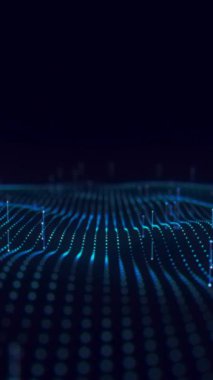 Veri akışıyla büyük veri dalgası animasyonunu özetle. Fütürist bilgi estetiği. İş dijital arka planı. 3d canlandırma canlandırması.