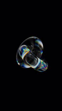 3d Şeffaf, dağılım efektli parlak bağlı halkalar. Gökkuşağı renkleri yansıtma camı. 3d canlandırma döngüsü oluşturulabilir.