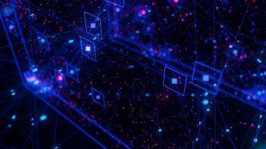 Sinirsel ağ modeli LLM yapı kompleksine yakın çekim. AI büyük veri işleme teknolojik kavram arkaplanı. Makine öğrenme soyut arka plan. Dijital kuantum hesaplaması