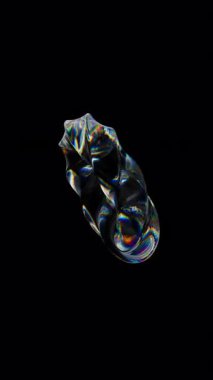 3d şeffaf, dağılım efektli kıvrımlı halka. Gökkuşağı renkleri yansıtma camı. 3d canlandırma döngüsü oluşturulabilir.