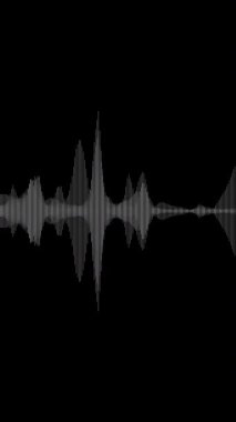 Ses dalgası formu. Soyut müzik dalgaları salınımı. Fütürist ses dalgası görselleştirmesi. Sentetik müzik teknolojisi örneği. Akort izi. Bozulmuş frekanslar. Dikey video