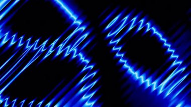Dalgalanan cam şeritlerdeki neon dalgaların fraktal bozulması. Parlak renkli sıvı akışı harmanlıyor. Fraktal camda dinamik renkli görsel efekt. 3d hazırlama döngüsü.