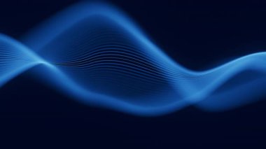 Ses mavisi dalga formu dijital hareket döngüsü arkaplanı. Soyut müzik dalgaları eşitleyici. Fütürist ses dalgası görselleştirmesi. Yapay zeka sentetik ses teknolojisi. Akort izi. Bozulmuş frekanslar