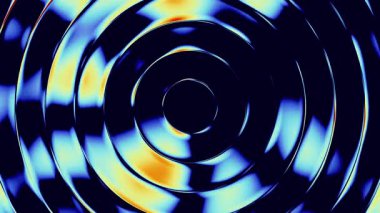 Dairesel dalgalı cam şeritli neon dalgalarda fraktal bozulma. Parlak renkli sıvı akışı harmanlıyor. Fraktal camda dinamik renkli görsel efekt. 3d hazırlama döngüsü.