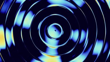 Dairesel dalgalı cam şeritli neon dalgalarda fraktal bozulma. Parlak renkli sıvı akışı harmanlıyor. Fraktal camda dinamik renkli görsel efekt. 3d hazırlama döngüsü.