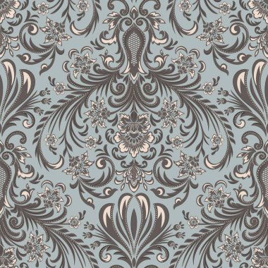 Damask modern kusursuz desen elementi. Klasik klasik İspanyol kumaşı, duvar kağıtları için pürüzsüz doku, tekstil.