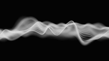 Ses beyazı dalga formu dijital arkaplan. Soyut müzik dalgaları eşitleyici. Fütürist ses dalgası görselleştirmesi. Yapay zeka sentetik ses teknolojisi. Akort izi. Bozulmuş frekanslar