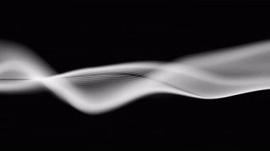 Ses beyazı dalga formu dijital hareket döngüsü arkaplanı. Soyut müzik dalgaları eşitleyici. Fütürist ses dalgası görselleştirmesi. Yapay zeka sentetik ses teknolojisi. Akort izi. Bozulmuş frekanslar