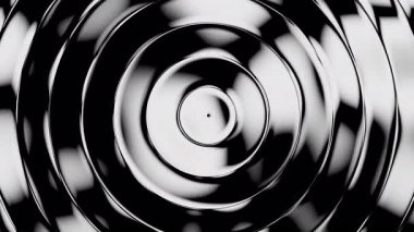 Dairesel kıvrımlı cam şeritlerdeki tek renk dalgalarının fraktal bozulması. Parlak renkli sıvı akışı harmanlıyor. Fraktal camda dinamik renkli görsel efekt. 3d hazırlama döngüsü.