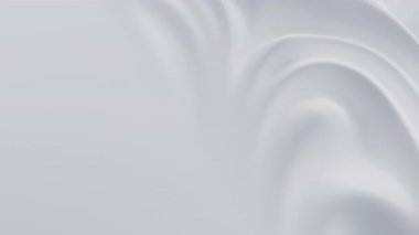 Beyaz yüzeyde soyut ışık yansıtıcı dalgalanmalar. Sütlü su dalgaları akar. Pürüzsüz saten kırışıklıklar, çarpıtmalar. Döngü 3d canlandırma canlandırması.