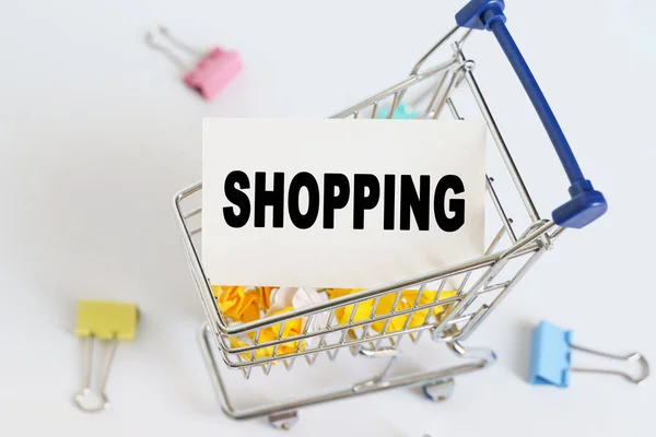 Business Concept Shopping Cart Text Written Card Shopping — Stock Photo, Image