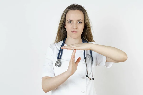 Medizin Und Gesundheitskonzept Der Arzt Macht Gesten Mit Den Händen — Stockfoto
