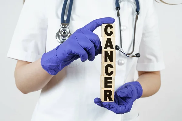 Medicine Health Concept Doctor Holds Cubes His Hands Which Written — Stock Photo, Image