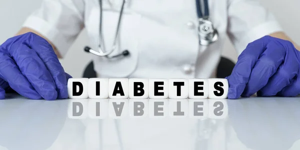 Medicine Health Concept Doctor Put Together Word Cubes Diabetes — Stock Photo, Image
