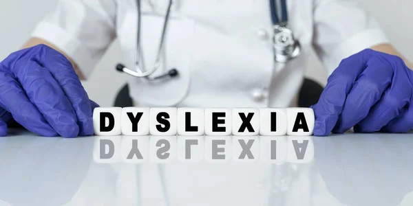 Medicine Health Concept Doctor Put Together Word Cubes Dyslexia — Stock Photo, Image