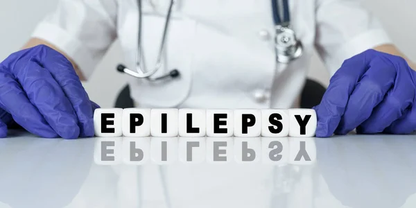 Medicine Health Concept Doctor Put Together Word Cubes Epilepsy — Stock Photo, Image