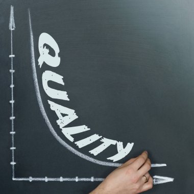 İş ve finans kavramı. Tahtaya bir grafik çizilir ve şöyle yazılır: