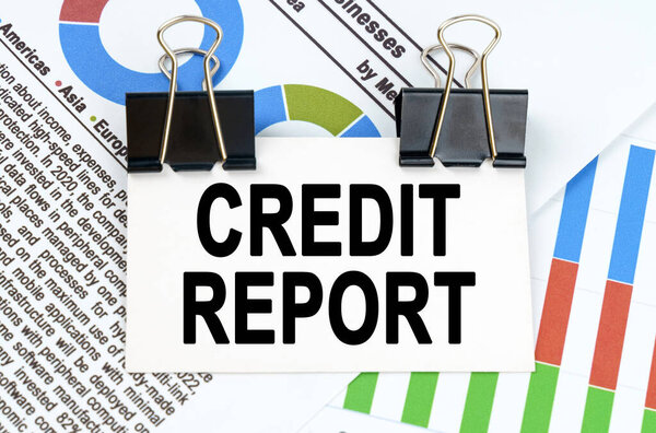 Бизнес и финансы. Среди отчетных графиков и диаграмм есть табличка с надписью - CREDIT REPORT